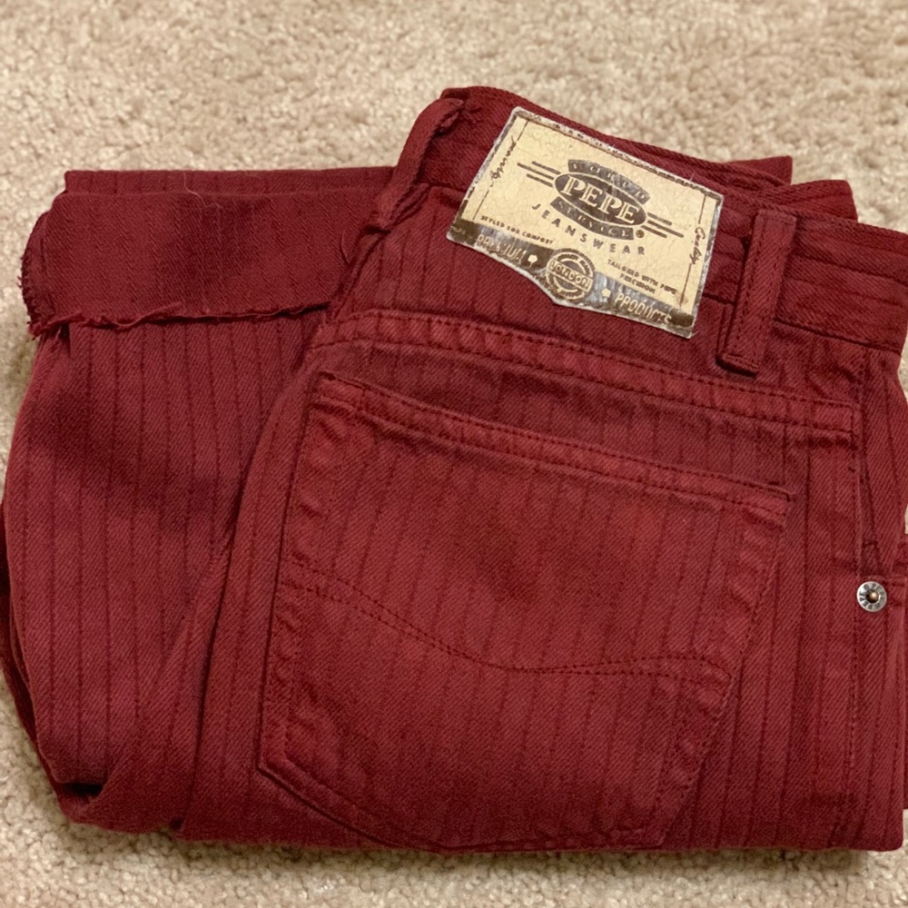 Pepe High-Waisted Dark Wine Red Jeans
